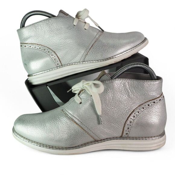 Cole Haan Originalgrand Chukka Boots Metallic Silver W03197 Women's 7B - Picture 1 of 11